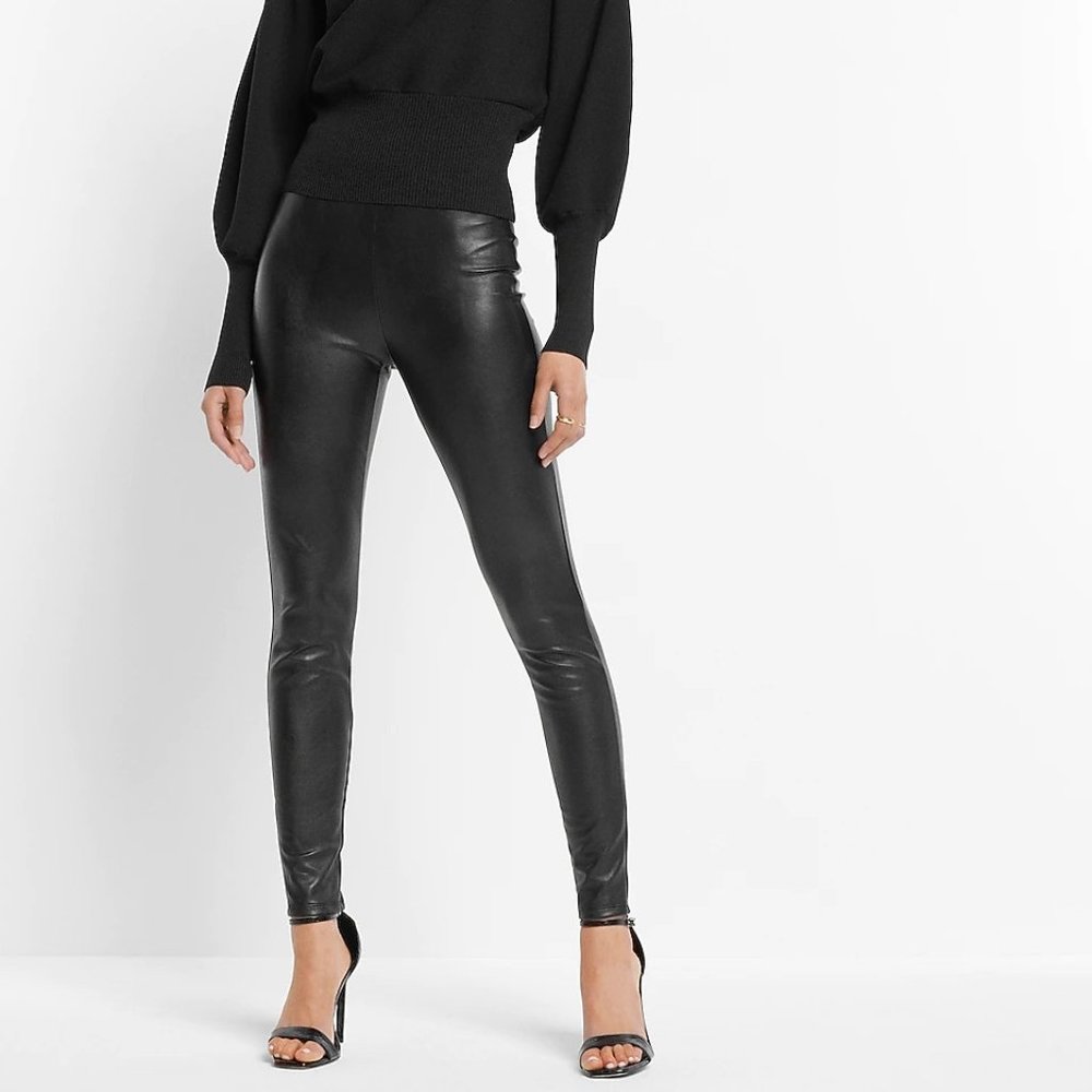 NWT Express High-Waisted Faux Leather Leggings / Pants - Black - Size Small
